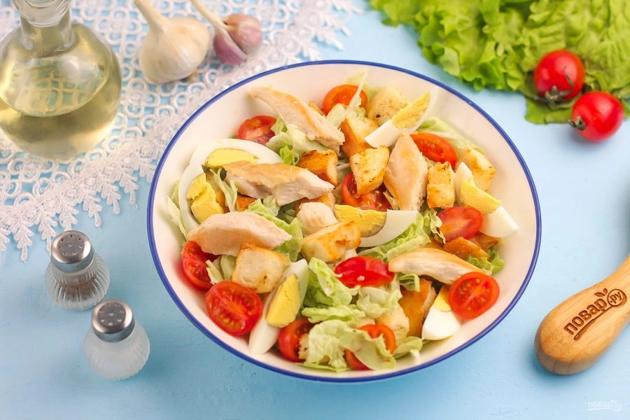 Шаг 8: Салат цезарь с майонезом