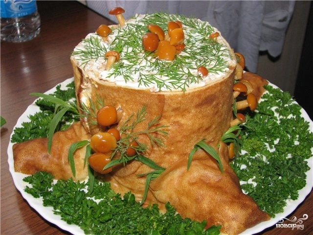 Шаг 8: Салата Пенек с опятами