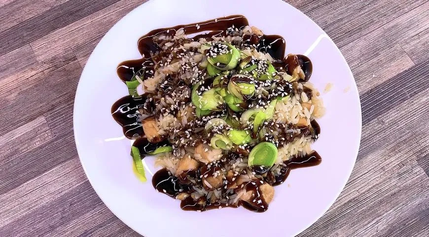 Семга с рисом на сковороде: шаг 8