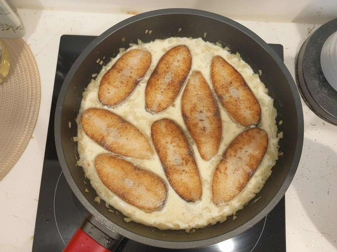 Шаг 8: Семга в сливках