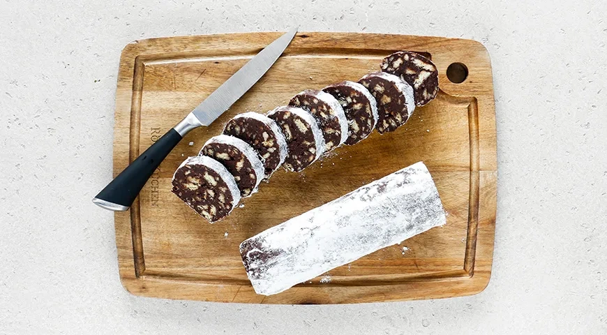 Шоколадная колбаса из печенья и какао: шаг 8