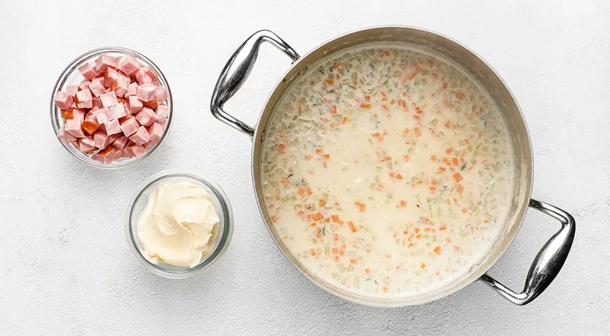 Сырный суп с ветчиной и беконом: шаг 8