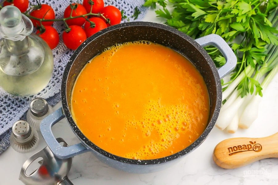 Шаг 8: Тыквенный суп с креветками