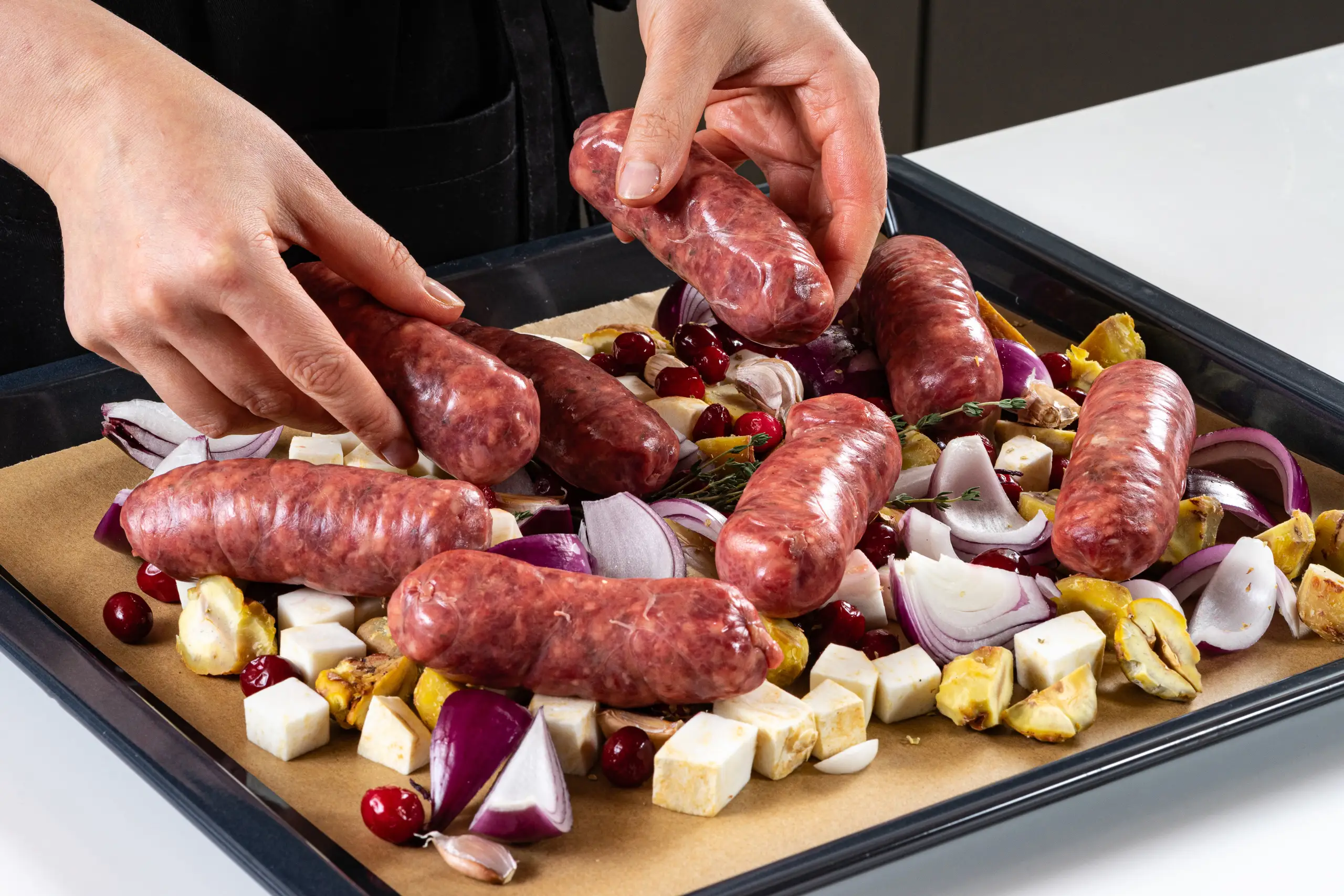 Шаг 8: Запеченные колбаски с каштанами и сельдереем