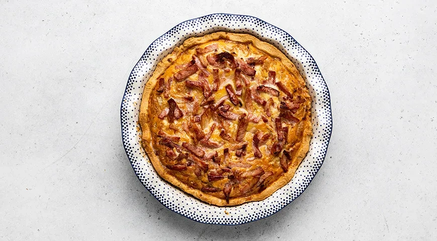 Французский луковый пирог с копченой грудинкой: шаг 9