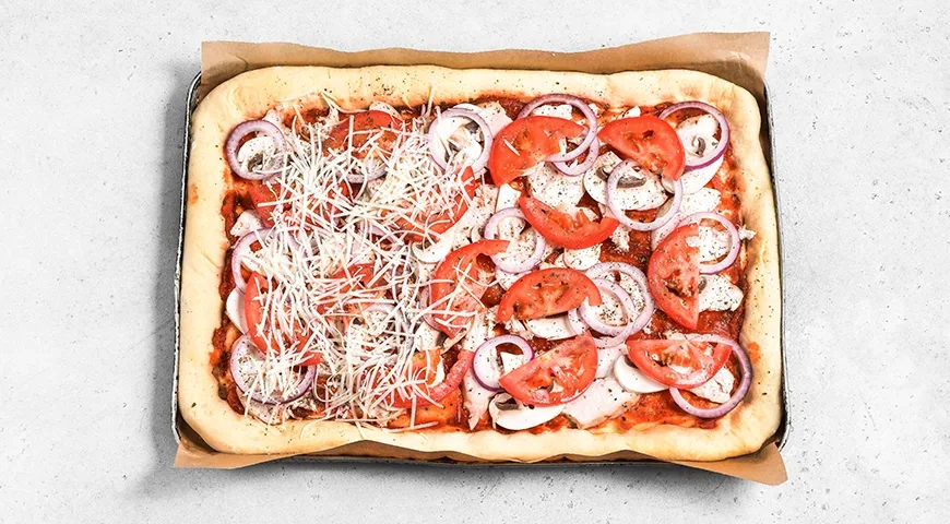 Пицца с курицей и грибами: шаг 9